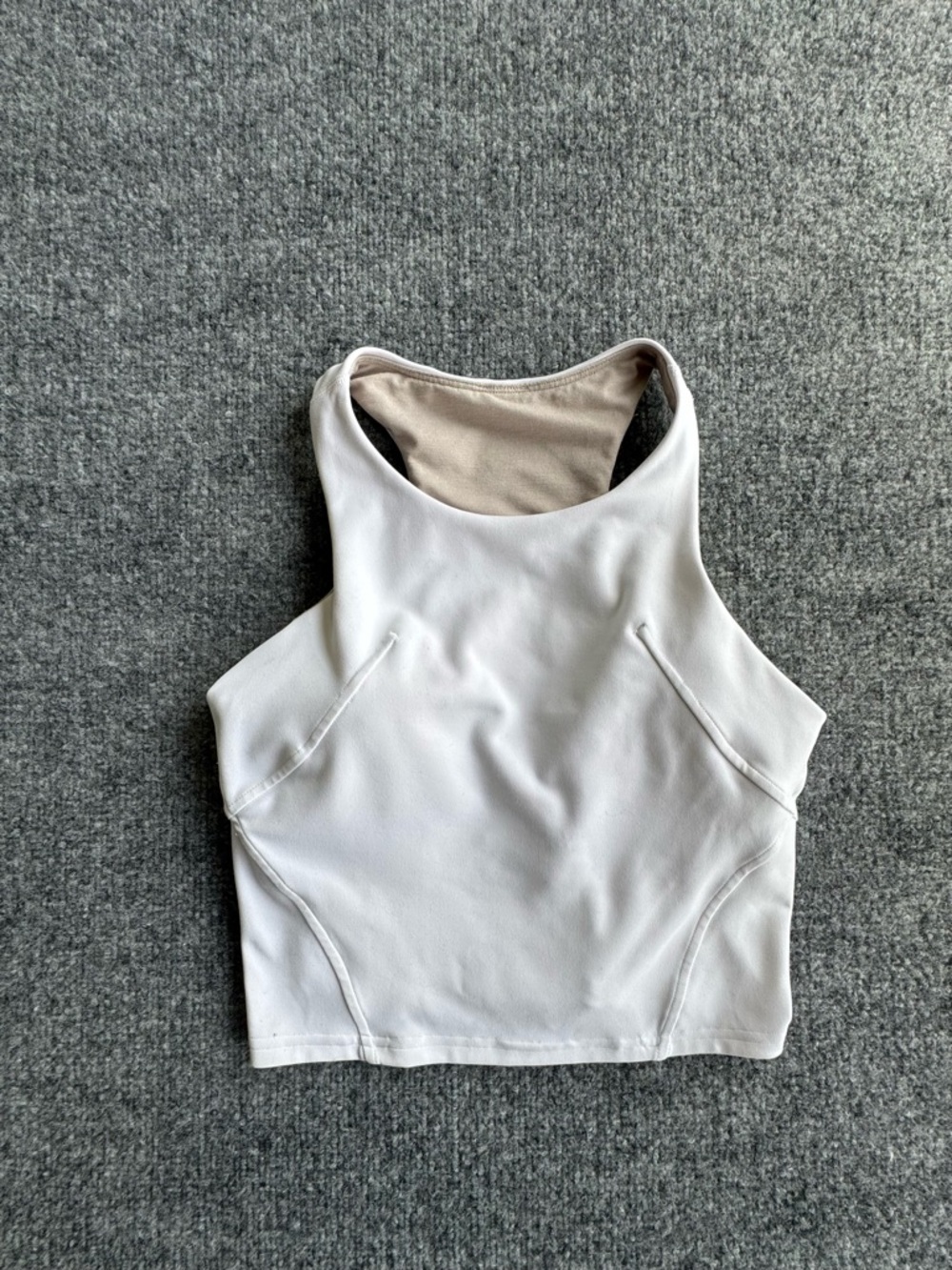 Lululemon White High-Neck Cropped Tank Top Built in Bra Size 4